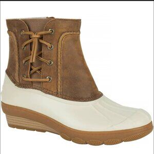 Sperry Top-Sider Women's Saltwater Wedge Zip Up Rain Boot Spray Ivory 8